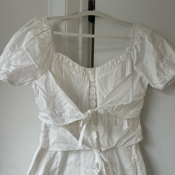 White Lace Puff Sleeve Mini Dress - Picture 4 of 9